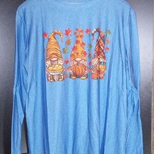 Blue Gnome Print Kids Shirt